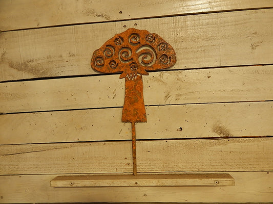 Whimsical Mushroom Yard Art - Rusty