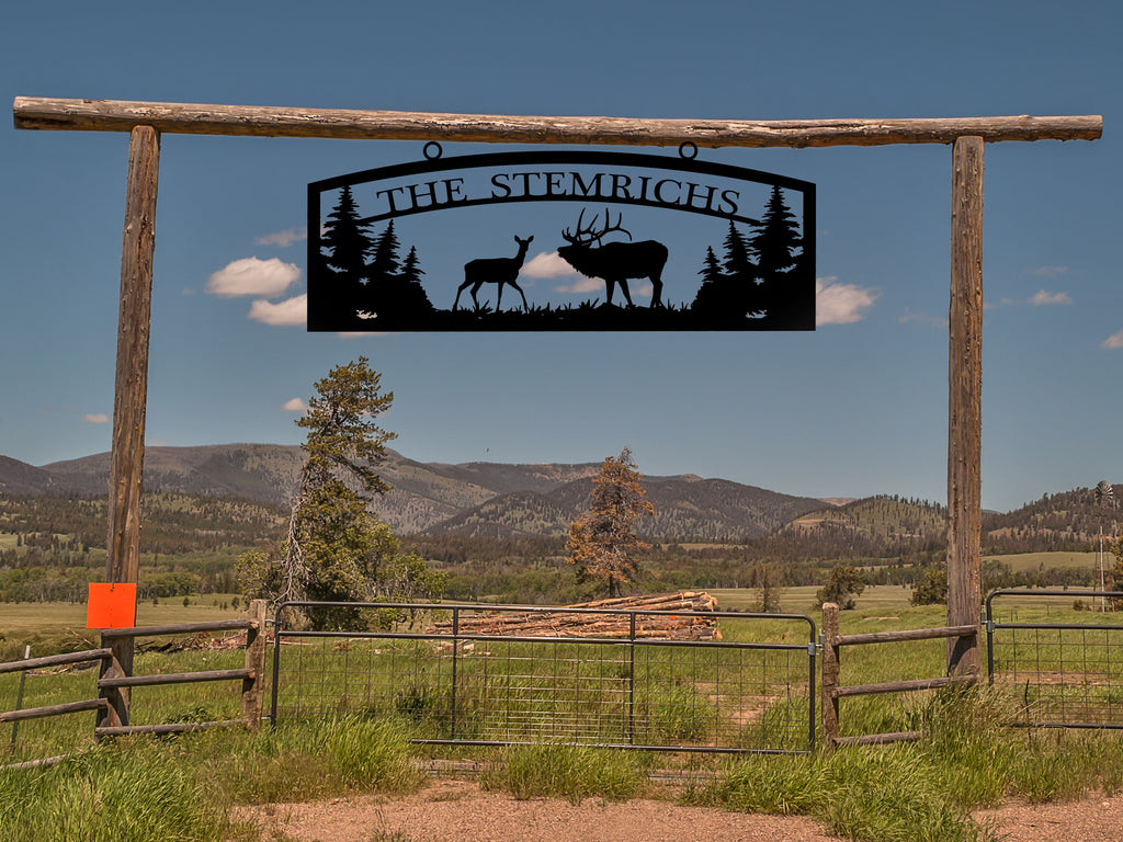 Large Entrance/Gate Farm Sign with Deer and Elk