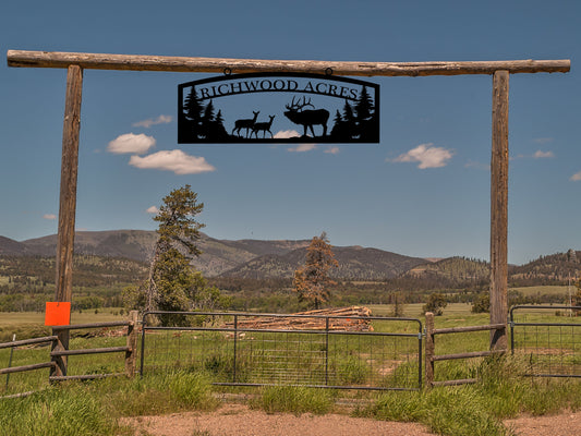 Large Entrance/Gate Ranch Sign with Deer and Elk