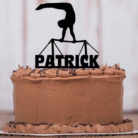 Gymnastic Uneven Bars Cake Topper with Name