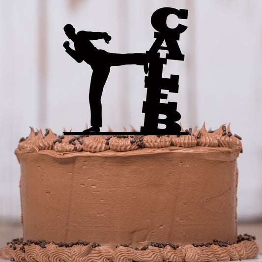 Male Karate Cake Topper with Name