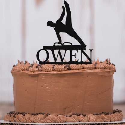 Male Pommel Horse Gymnastic Cake Topper with Name