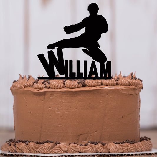 Male Martial Arts Karate Cake Topper with Name