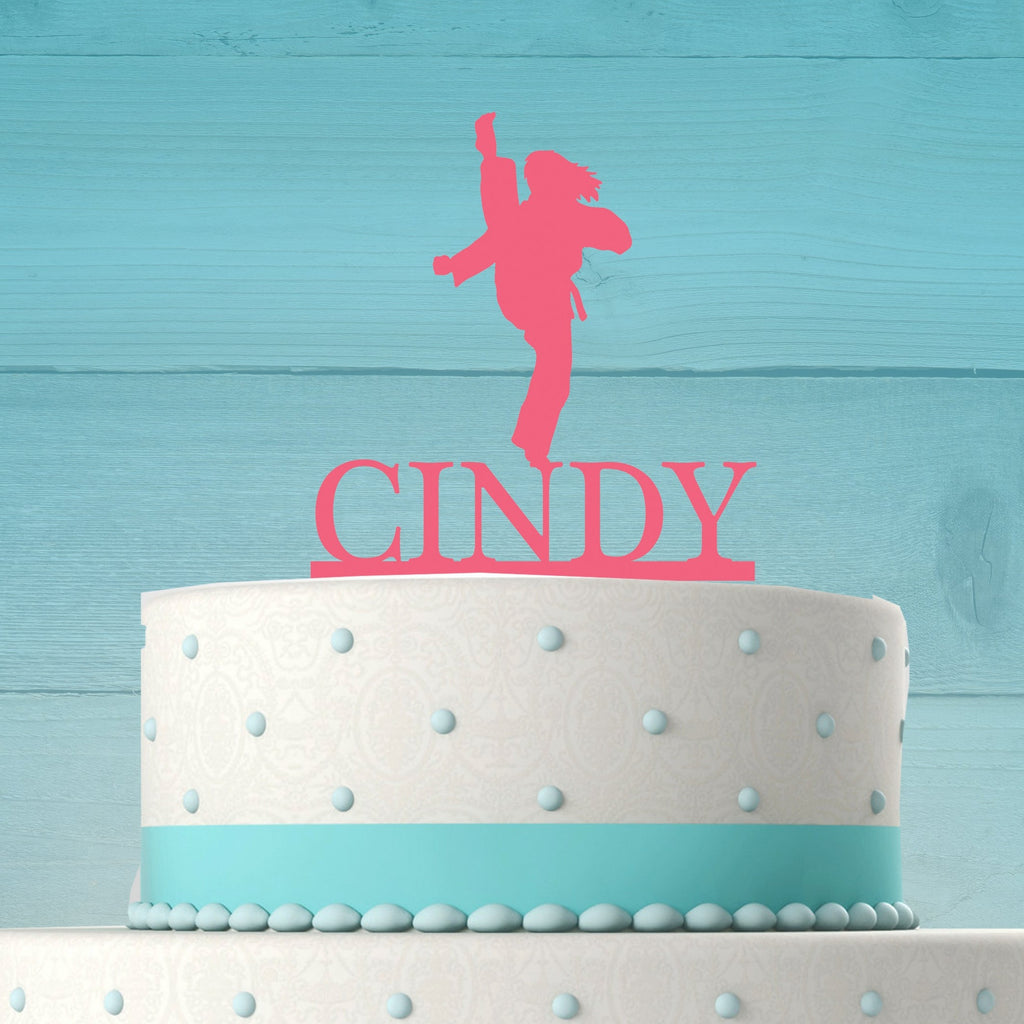 Girl Karate Cake Topper with Name