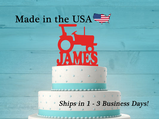 Tractor Birthday Cake Topper with Name