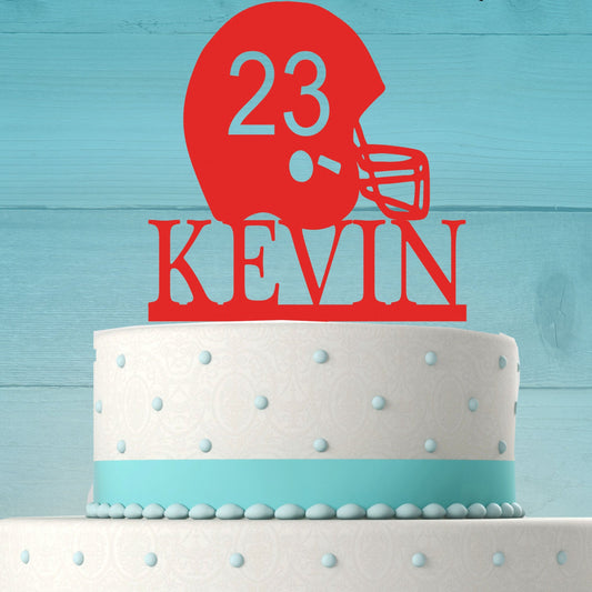 Football Helmet Cake Topper with Name and Number