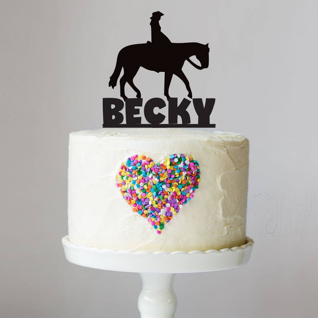 Cowgirl Horse Cake Topper with Name