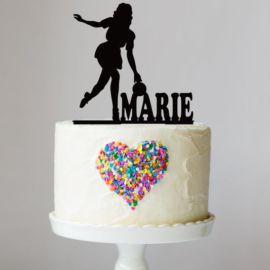 Female Bowling Cake Topper with Name