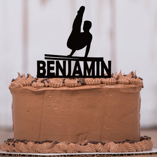 Gymnastic Parallel Bars Cake Topper with Name