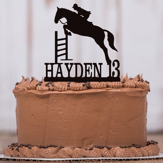 Horse Jumping Cake Topper with Name and Age