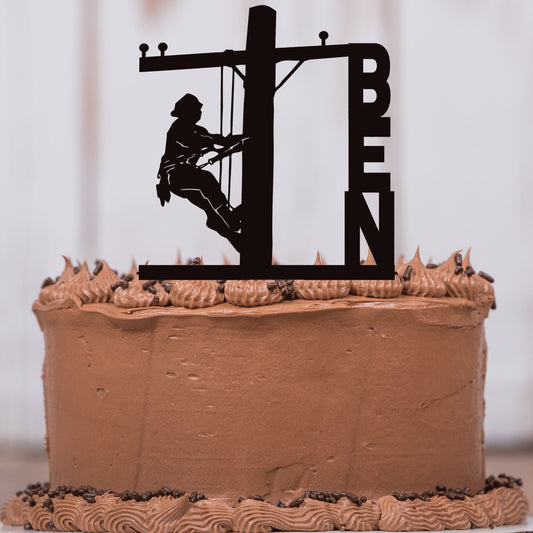 Lineman Cake Topper with Name