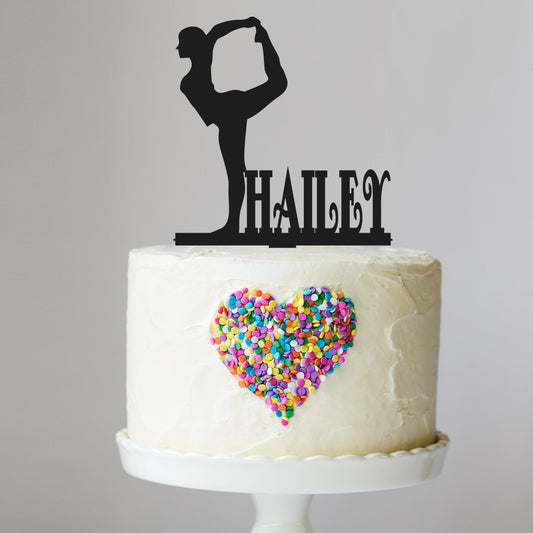 Standing Bow Gymnastics/Yoga Cake Topper with Name