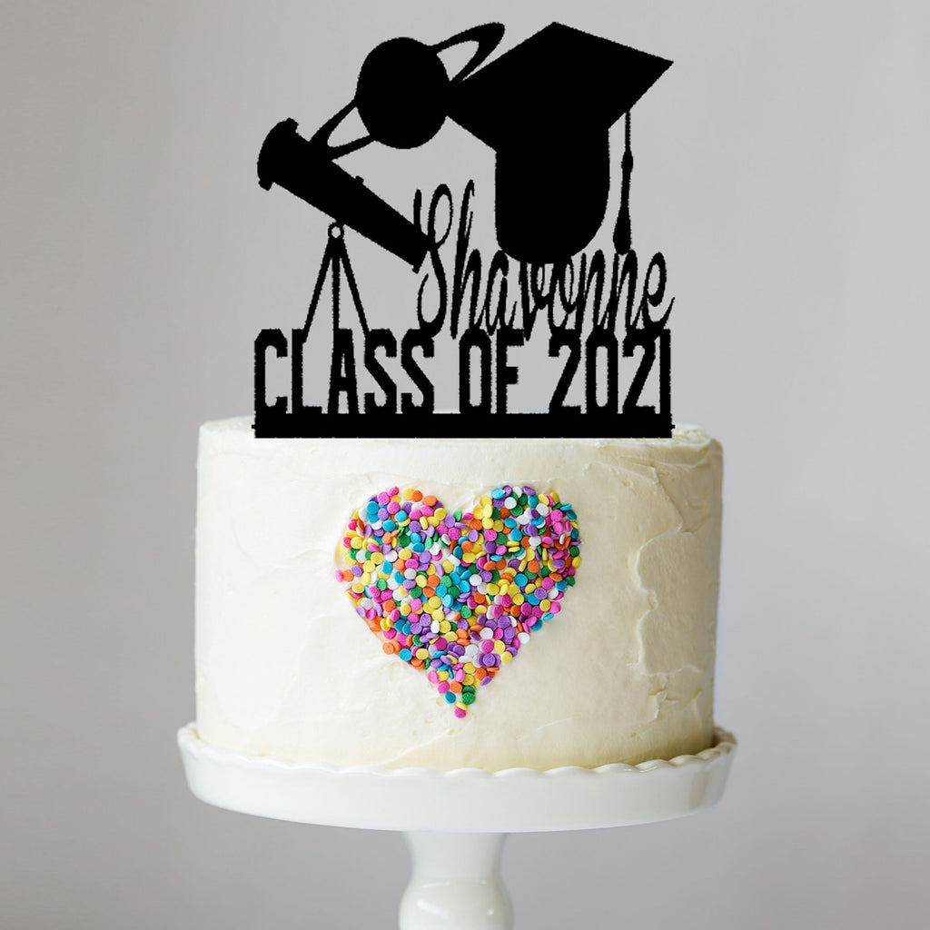 Astronomer Graduation Cake Topper with Name and Year