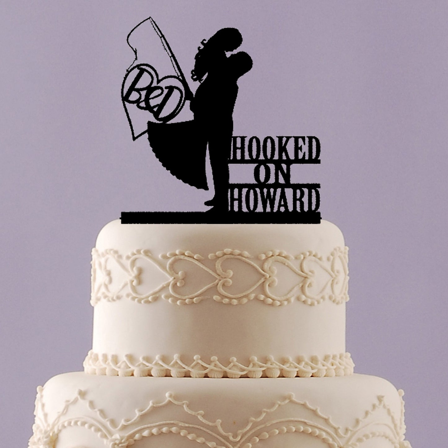 Hooked On Wedding Cake Topper with Last Name and Initials