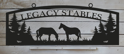 Large Entrance/Gate Farm Sign with Horses
