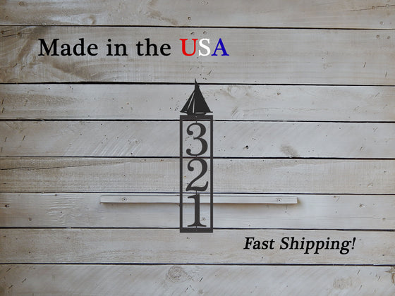 Sailboat Vertical House Number Address Plaque