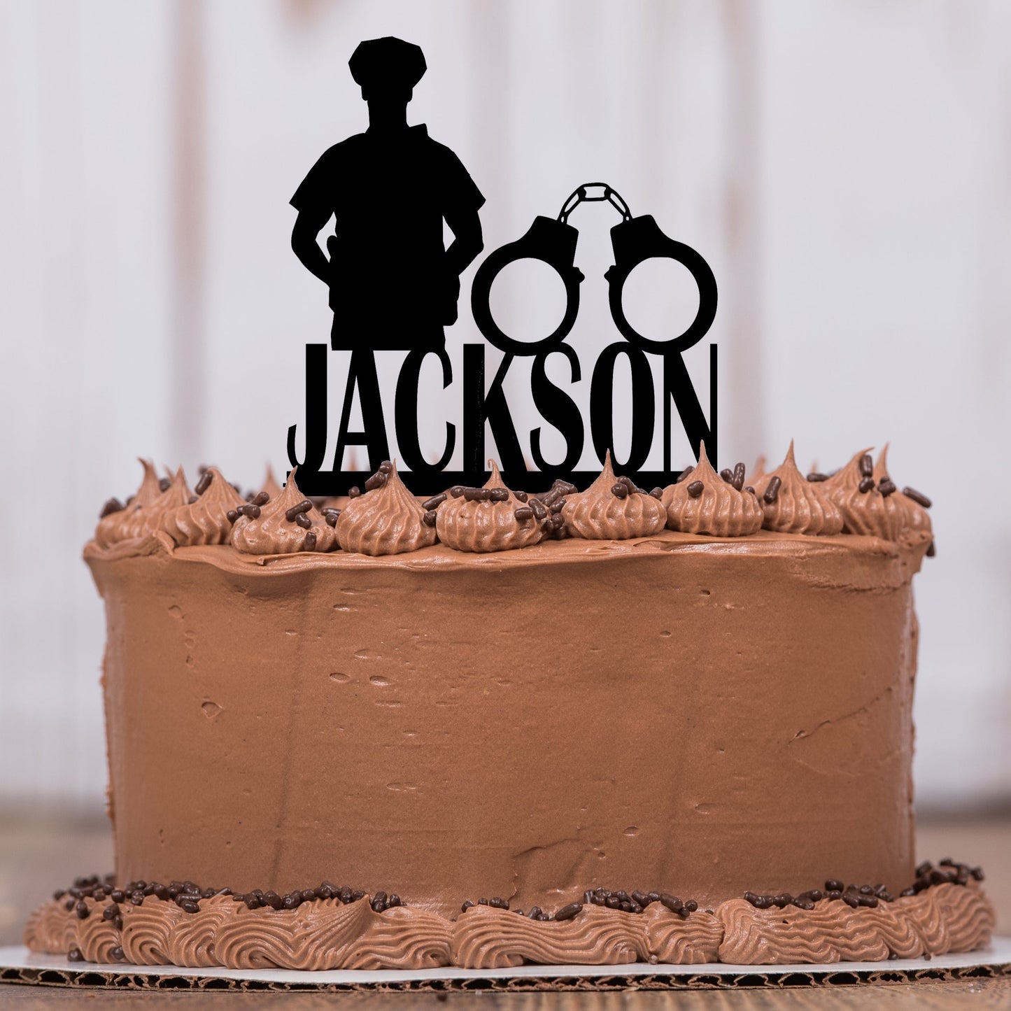 Police Officer Birthday Cake Topper with Name
