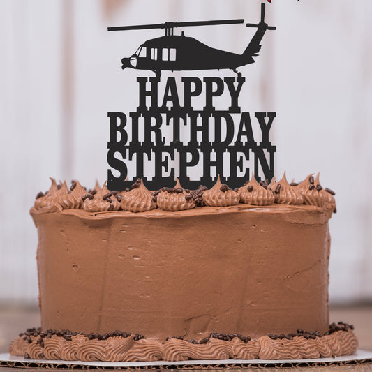 Helicopter Cake Topper with Name