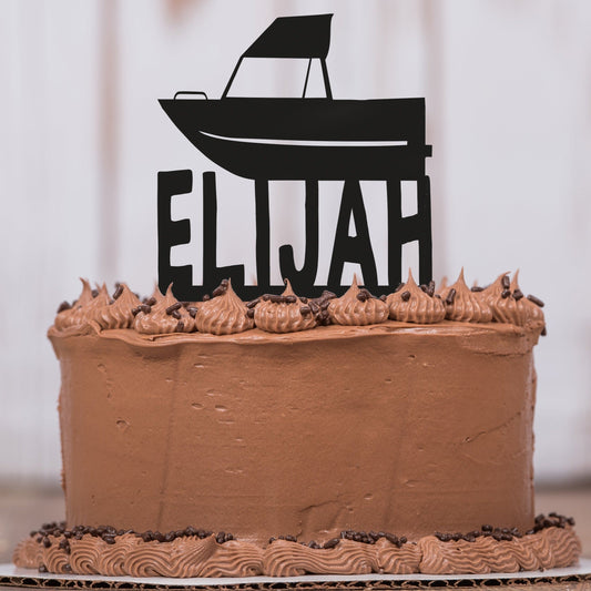 Boat Cake Topper with Name