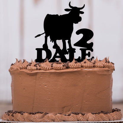 Cow Cake Topper with Name and Age