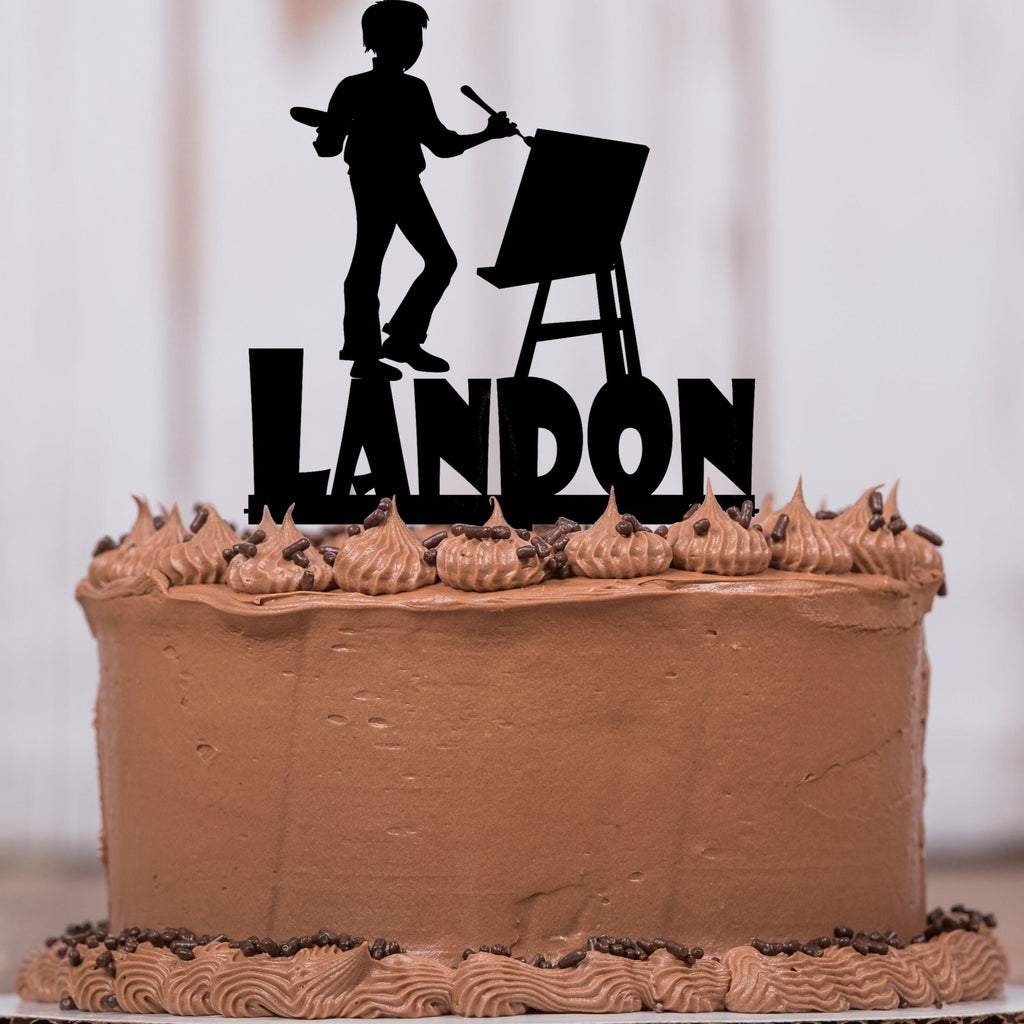 Boys Painter Cake Topper with Name