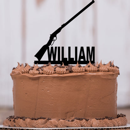 Rifle Birthday Cake Topper with Name