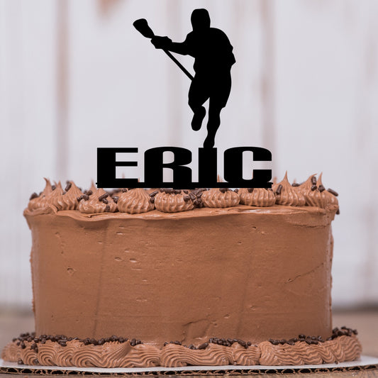 Lacrosse Player Cake Topper with Name