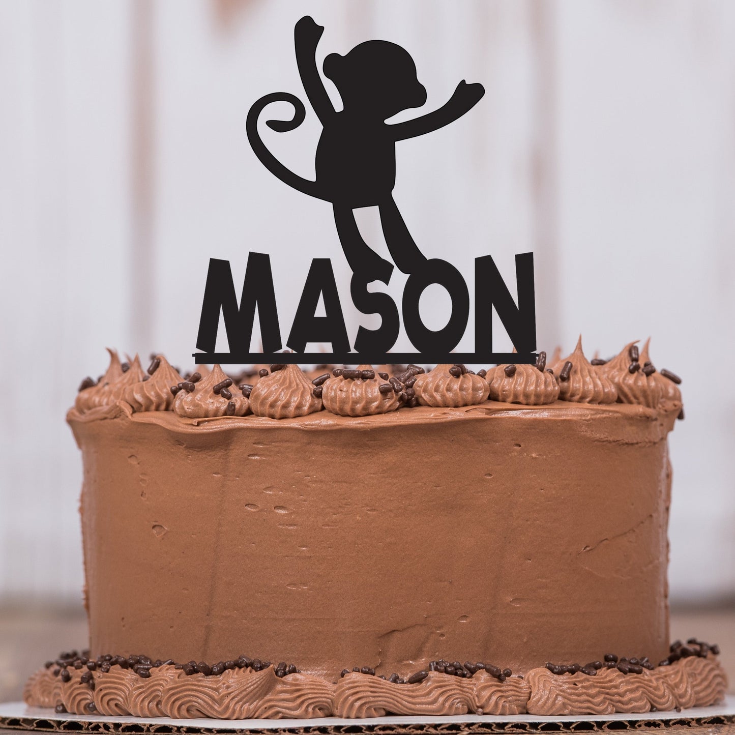Monkey Cake Topper with Name