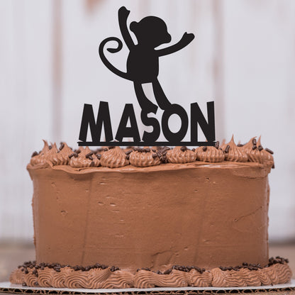 Monkey Cake Topper with Name