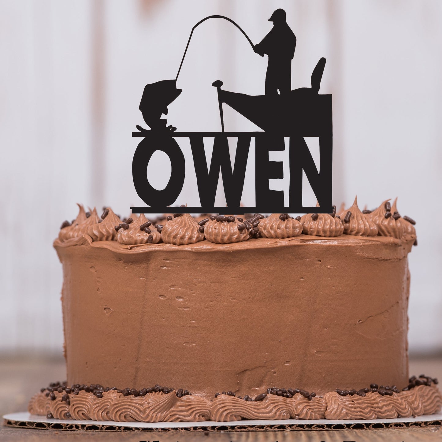 Fishing Cake Topper with Name