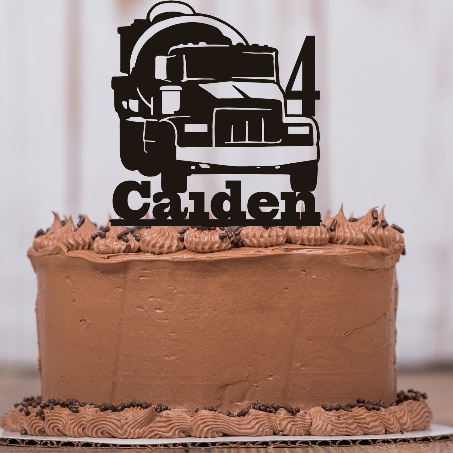 Cement Mixer Cake Topper with Name and Age