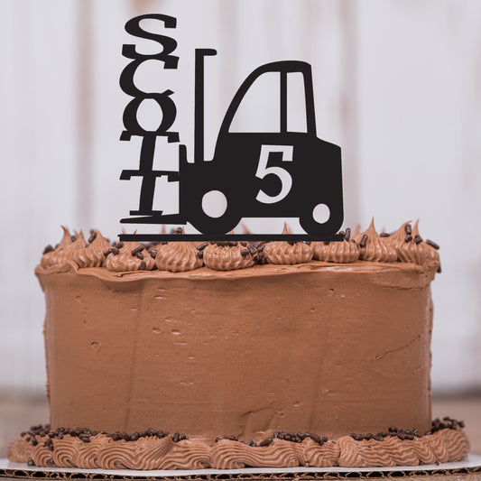 Forklift Cake Topper with Name and Age