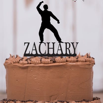 Male Martial Arts Karate Cake Topper with Name