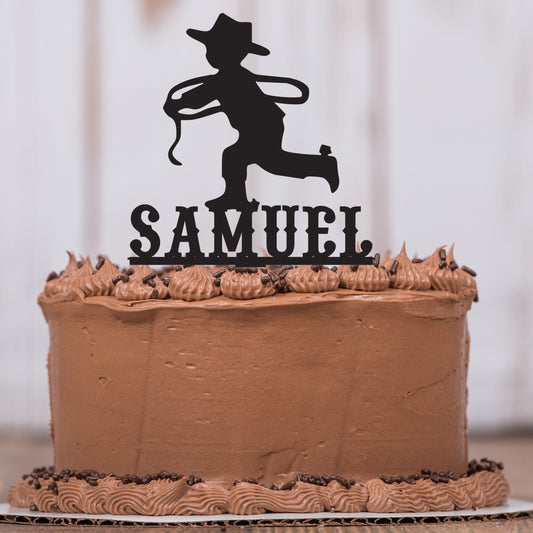 Little Cowboy Cake Topper with Name