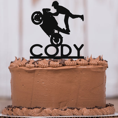 Motorcross Cake Topper with Name