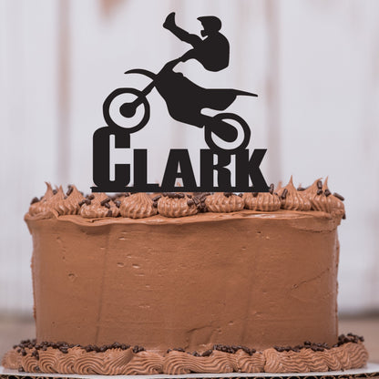 Motocross Trick Cake Topper with Name