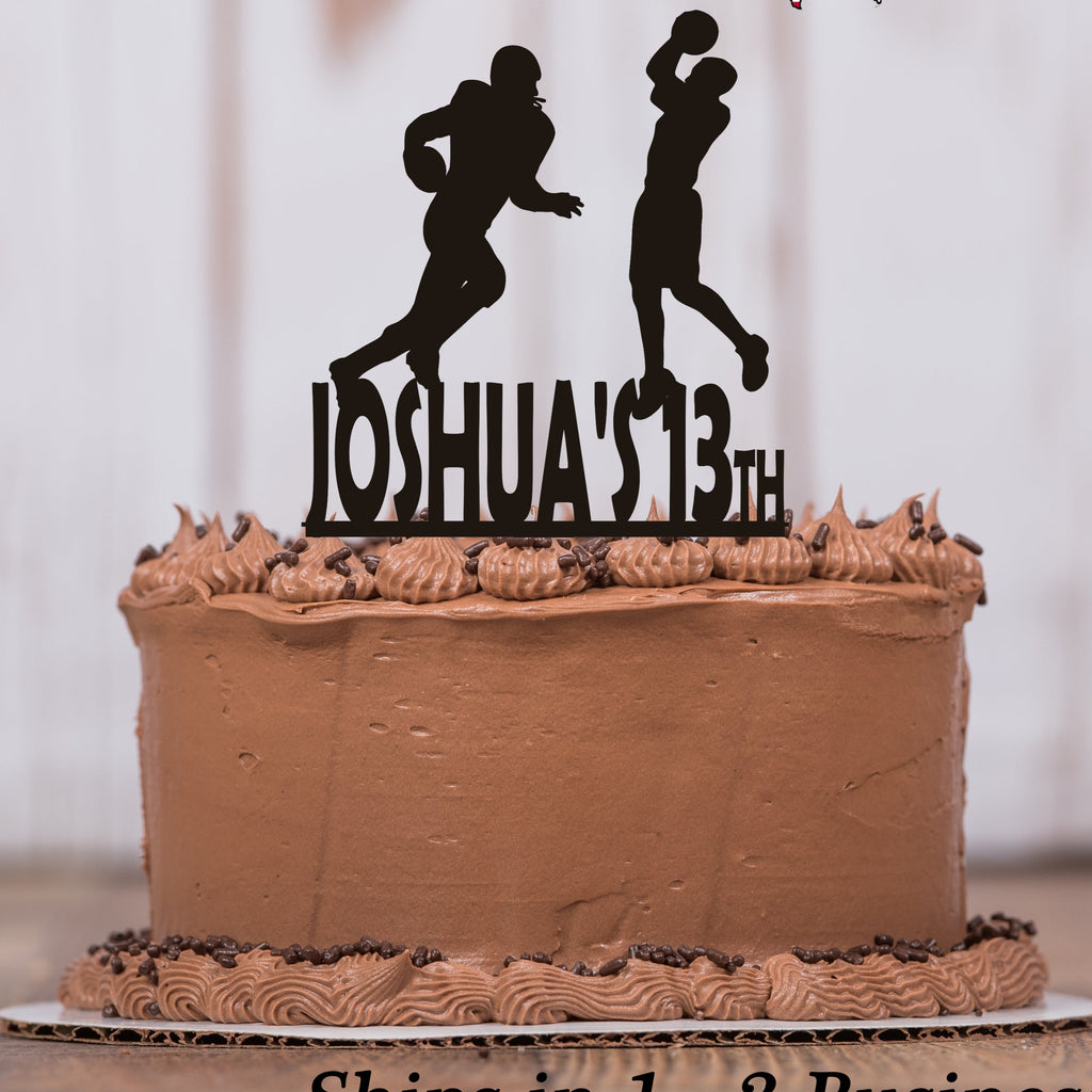Football and Basketball Cake Topper with Name