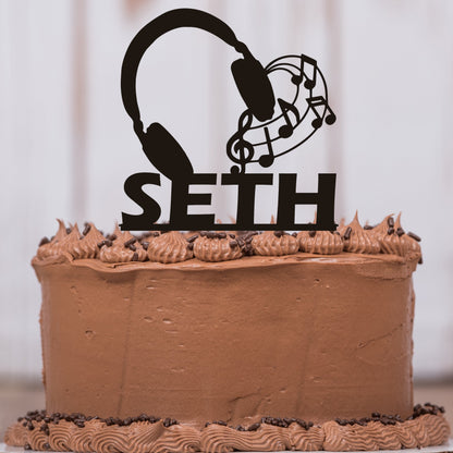 Headphone Cake Topper with Name