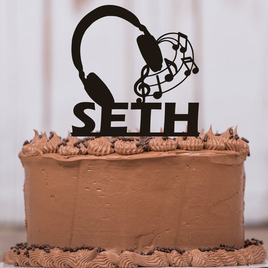 Headphone Cake Topper with Name