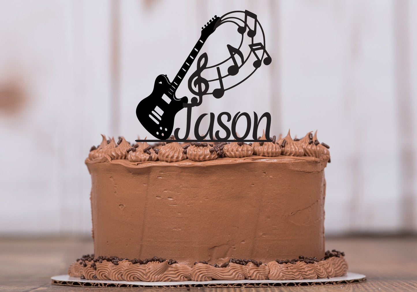 Guitar Music Cake Topper with Name