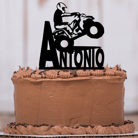 Male ATV Racer Cake Topper with Name