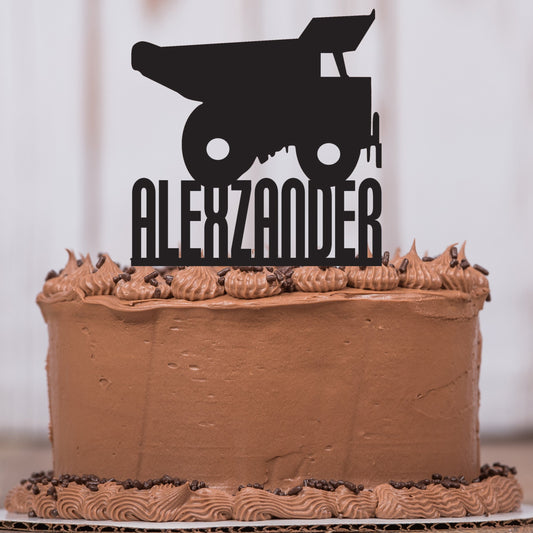 Dump Truck Cake Topper with Name