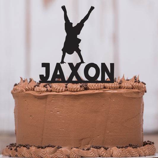 Handstand Cake Topper with Name