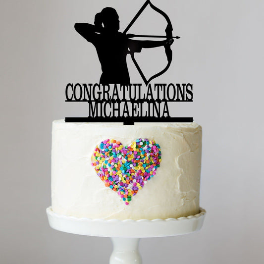 Female Archery Cake Topper with Name
