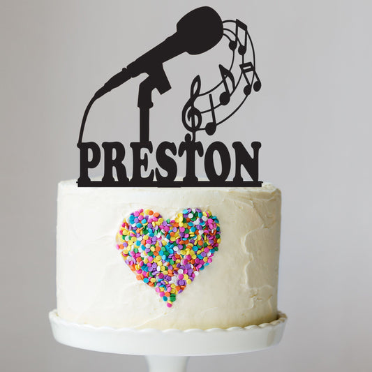 Microphone Cake Topper with Name