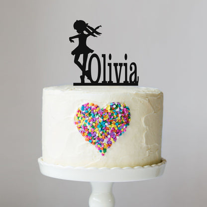 Young Ballet Dancer Cake Topper with Name