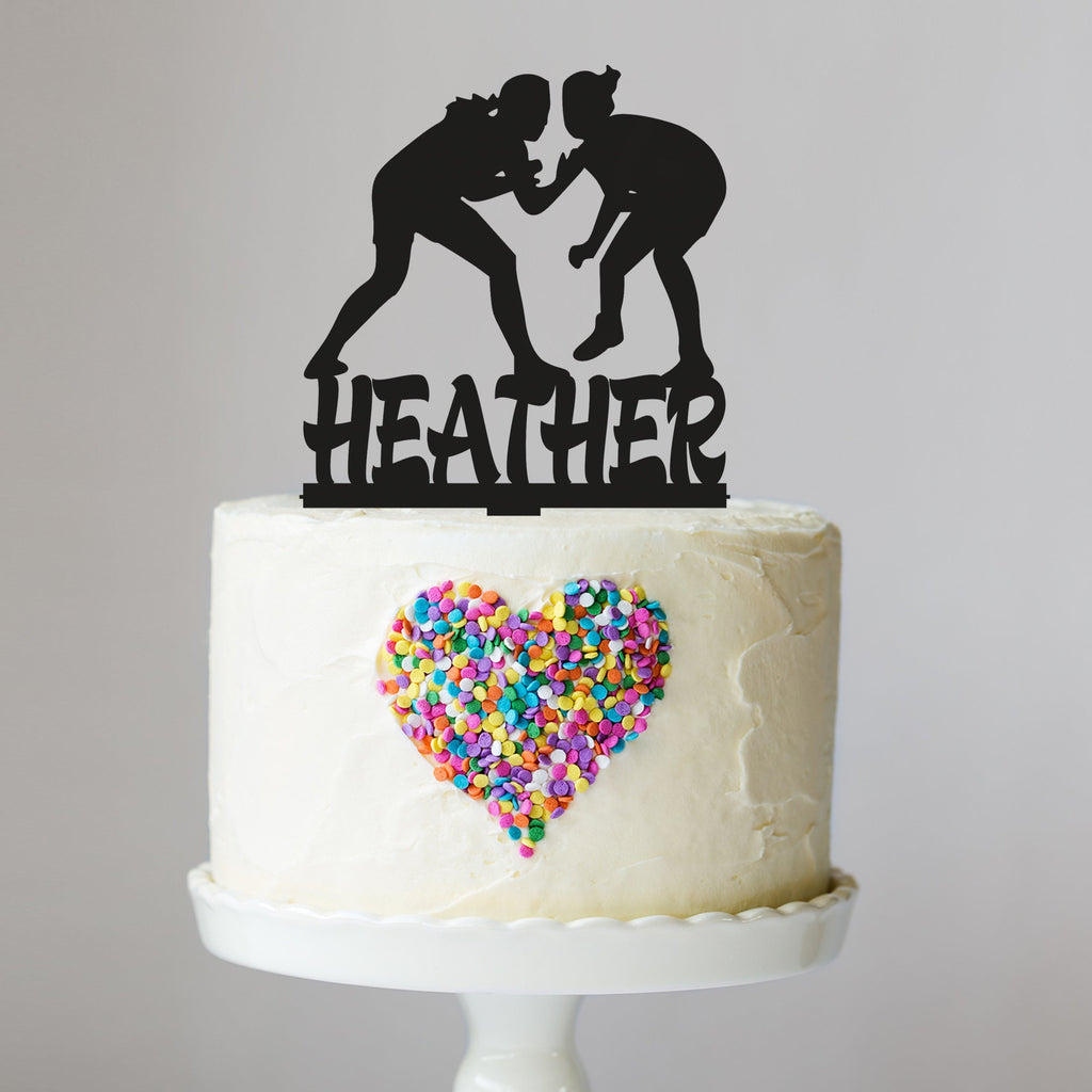 Female Wrestling Cake Topper with Name