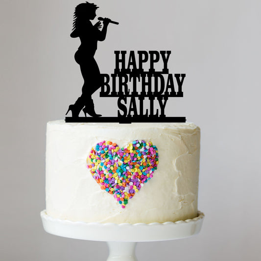 Female Singer Cake Topper with Name