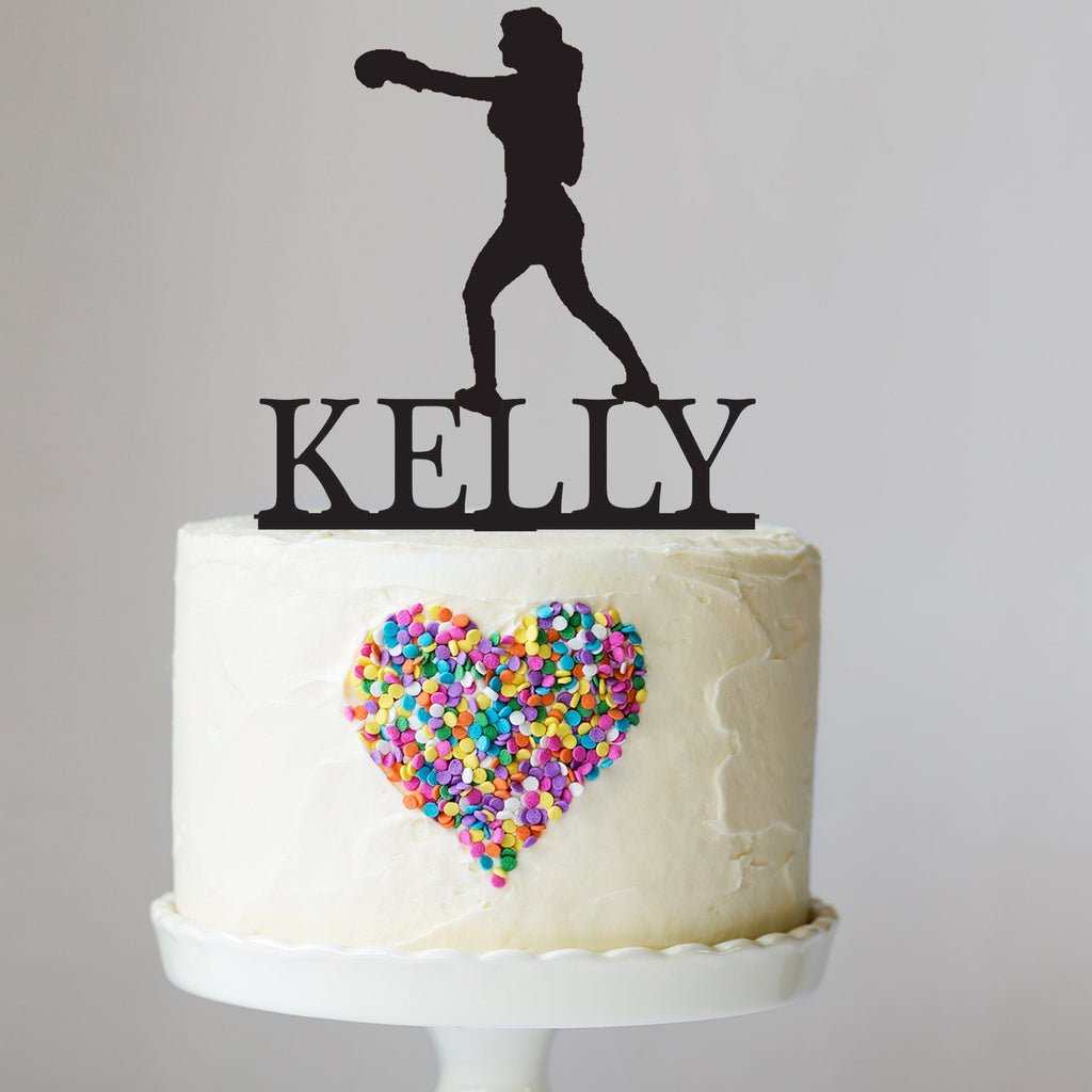 Female Boxer Cake Topper with Name