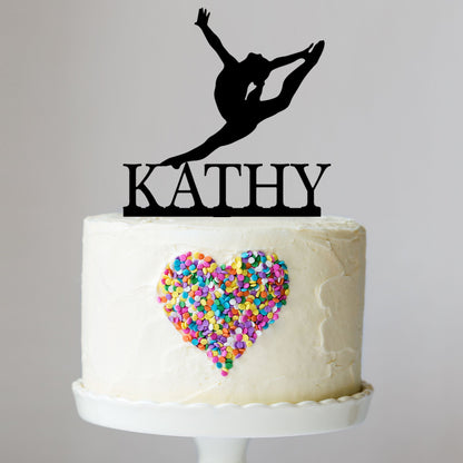 Girl Gymnastic Cake Topper with Name